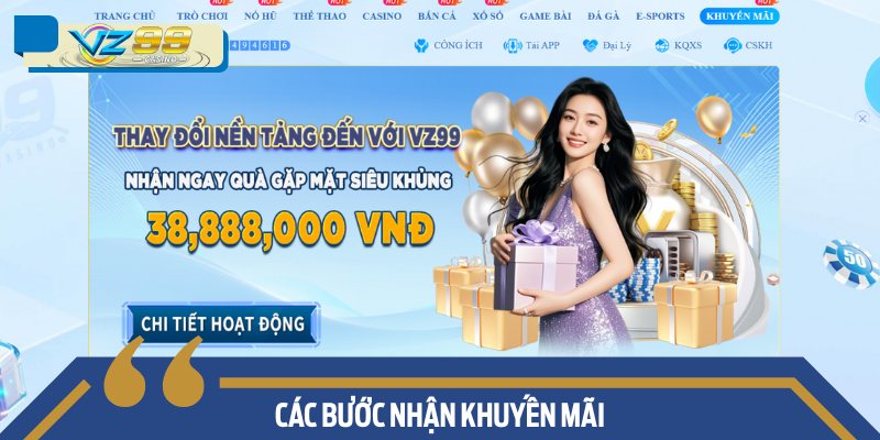 Các bước nhận khuyến mãi